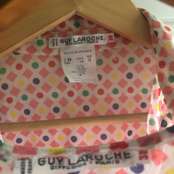 Vintage Guy Laroche 2 piece blouse. Delightful, playful pattern, 100% Cotton. - Picture 11 of 15